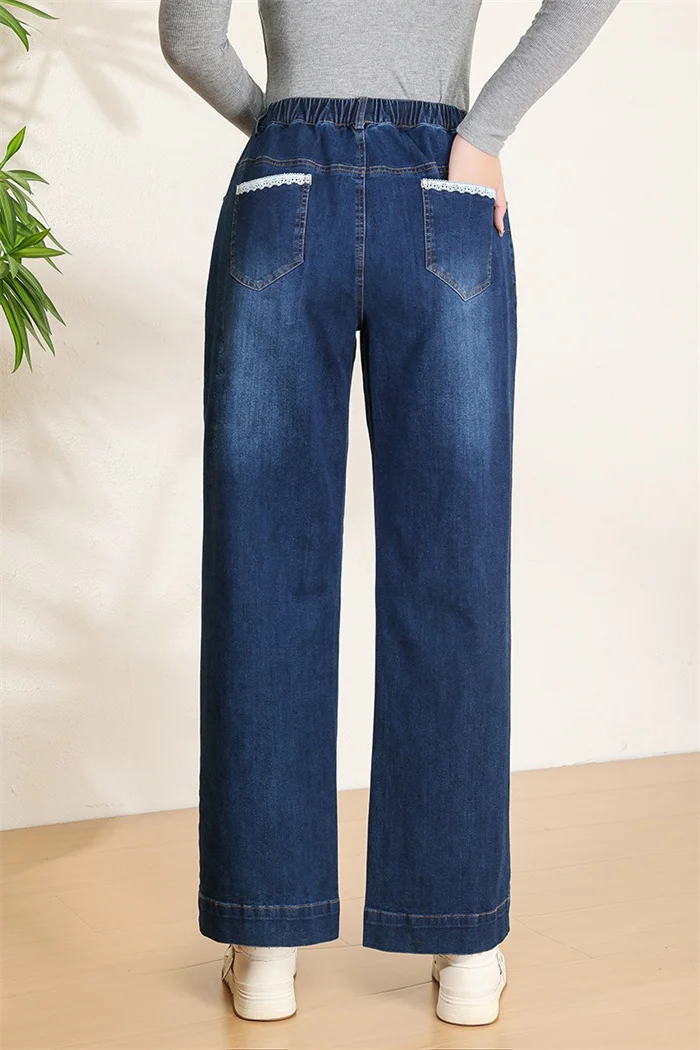 Women Wide Leg Jeans 7XL 9XL Straight Stretched Plus Size Girls Fashion Lady High Waist Female Oversized Denim Pants Trousers