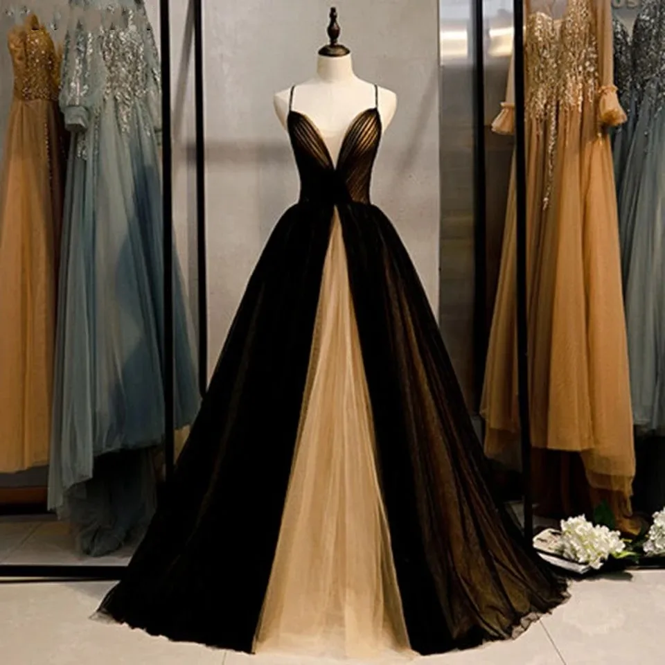 

ANGELSBRIDEP A-Line Long Evening Gowns Sexy Women Formal Party Vestido De Gala Illusion Spaghetti Straps Elegant Prom Dress HOT