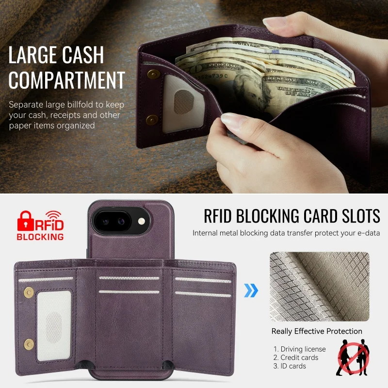 Magsafe Wallet Leather Phone Case with Card Holder & Cash Bag
