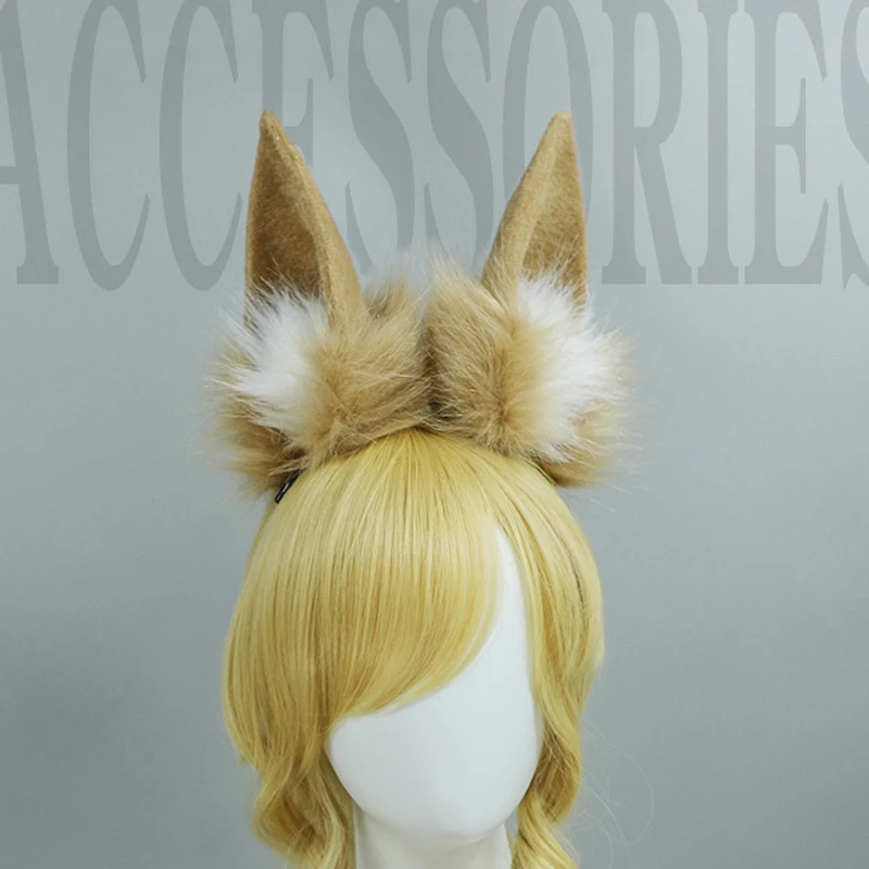 Lovely Faux Fur Fox Ears Headband Realistic Furry Fluffy Wolf Fox Ear  Hair Hoop Lolita Anime Masquerade KC Cosplay Costume bowknot lolita girls shoes japanese jk uniform shoes retro british college style female student lovely round toe flat shoes34 40