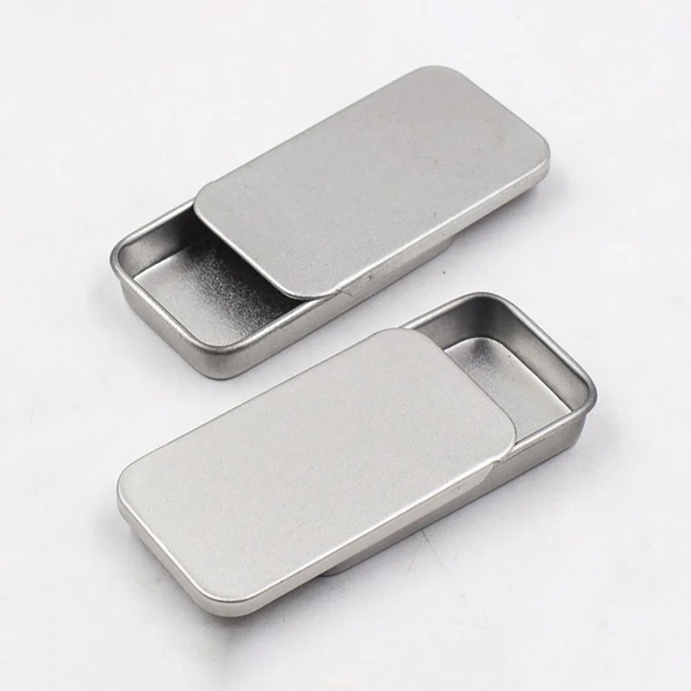 20 Pcs Metal Container with Lid Tinplate Push-pull Tins Lids Small Candy Organizer Sliding Travel