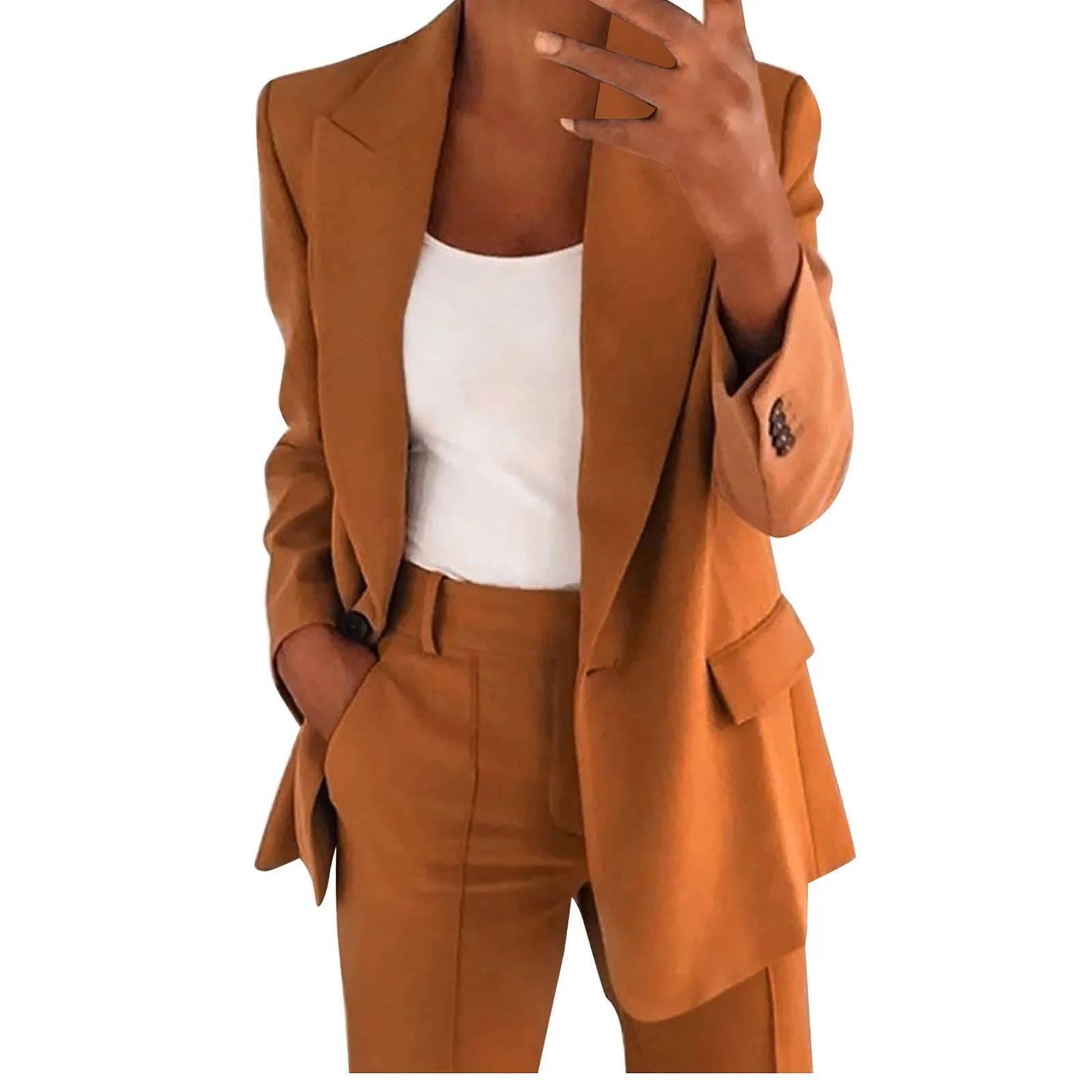 

Women's Two Piece Trouser Suits Elegant Wedding Business Long Sleeve Button Jacket Pant Set Office Slim Fit Formal Outfits