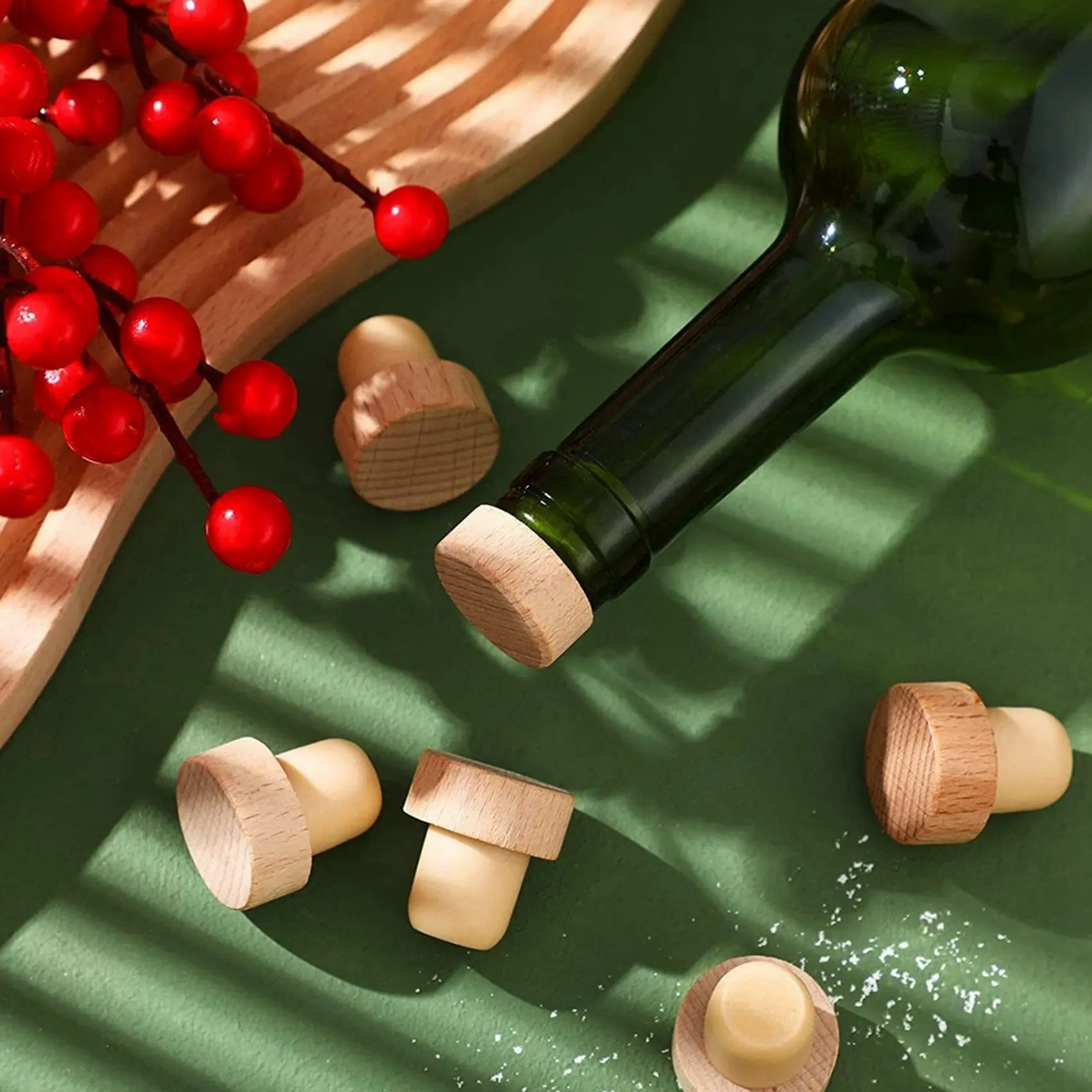 Wine Bottle Corks T Shaped Cork Plugs Cork Stopper Reusable Corks Wooden and Rubber 12 Pieces wine bottle corks