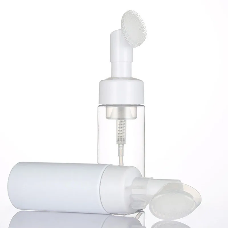 100ml-250ml 페이셜 클렌저 무스 폼 메이커 병 (실리콘 클린 브러시 포함) 휴대용 비누 포밍 펌프 디스펜서 용기