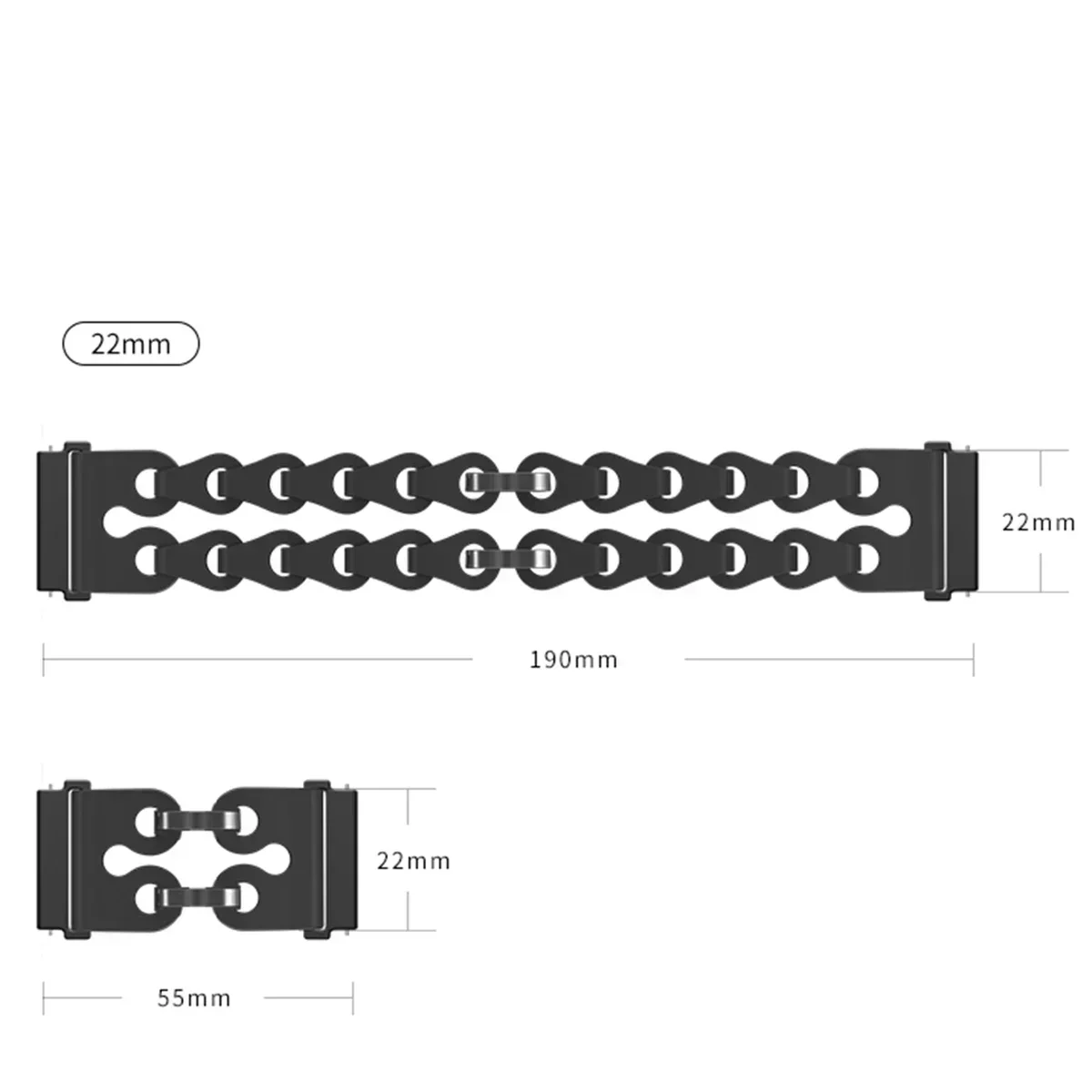 Stylish Chain Strap Silicone Band Bracelet for Smartwatch Replacement, 22mm Wristband