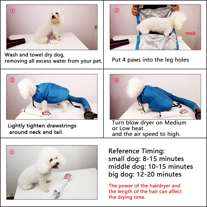 Hair Dryer Pet Hair Dryer Folding Dog Hair Dryer Portable Fast Drying Bags Grooming Bag Household Pet Hair Drying Bag Pets Dogs Cleaning Accessories
