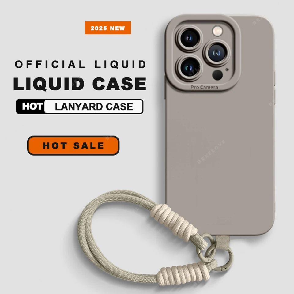 Lanyard Phone Case with Liquid Silicone Strap – Soft Protector Cover