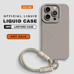 Lanyard Phone Case with Liquid Silicone Strap - Soft Protector Cover for iPhone 11 (Titanium Gray Strap)