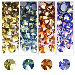 Exquisite Shimmer AB hard wearing lustre hot fix crystal flat back rhinestones strass glitters stone for DIY iron fabric garment