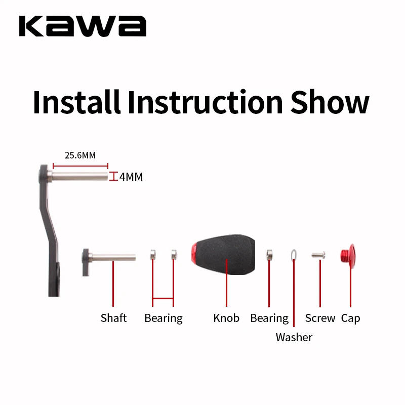 Kawa 1pc Fishing Reel Handle Carbon Fiber With EVA Knob For S/ D/ A Baitcasting Hole Size 8*5/7*4mm Length 90mm DIY