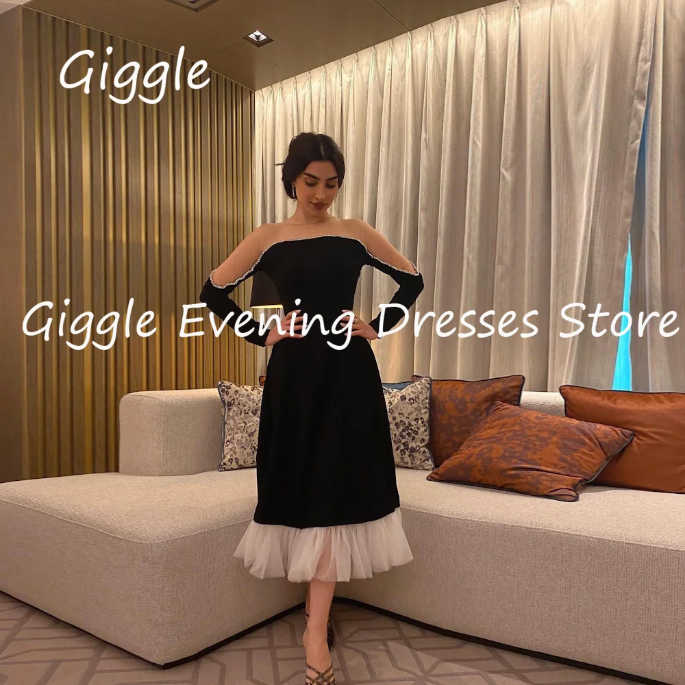 

Giggle Satin A-line O-neck Arab Ruffle Formal Elegant Prom Gown Saudi Ankle Length Evening Party Dresses for Women 2023