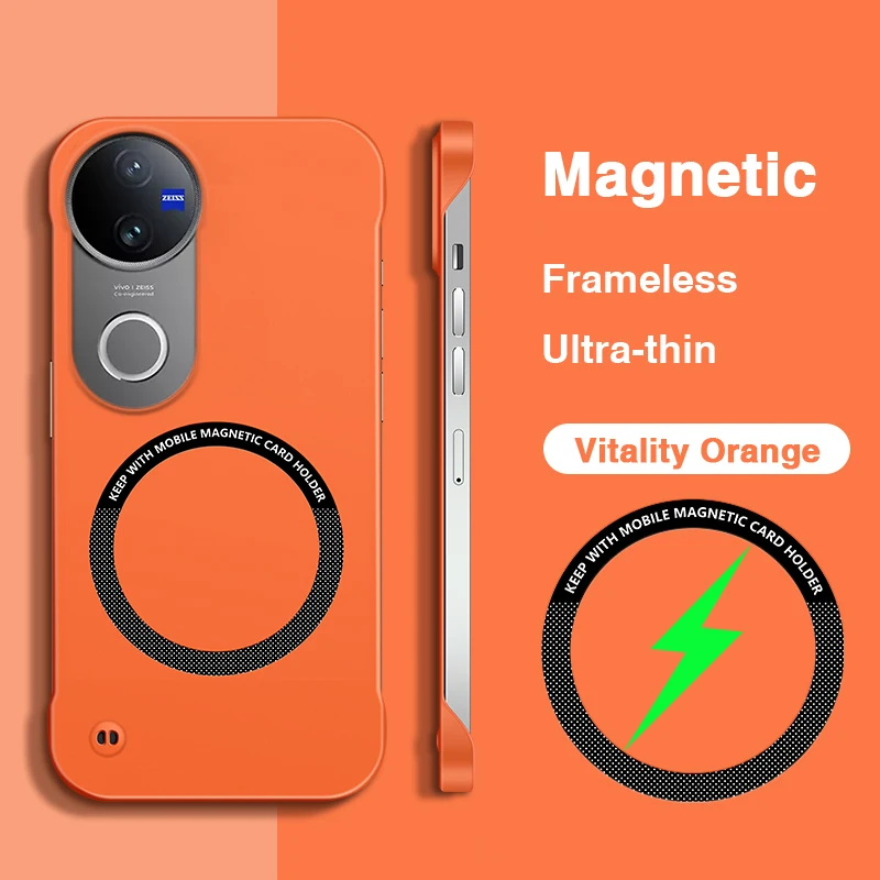 Ultra-Slim Magnetic Wireless Charging Hard Back Cover Case - No Border Design