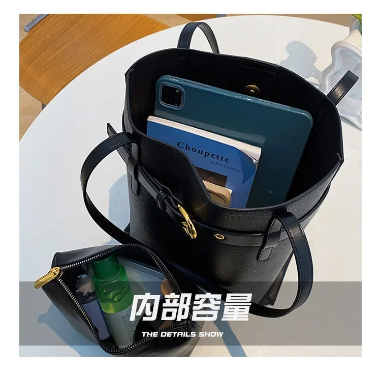 Popular Retro Soft Leather Bucket Bag for Women 2024 New Fashion Large Capacity Handheld One Shoulder Mother Bag Luxury work bag