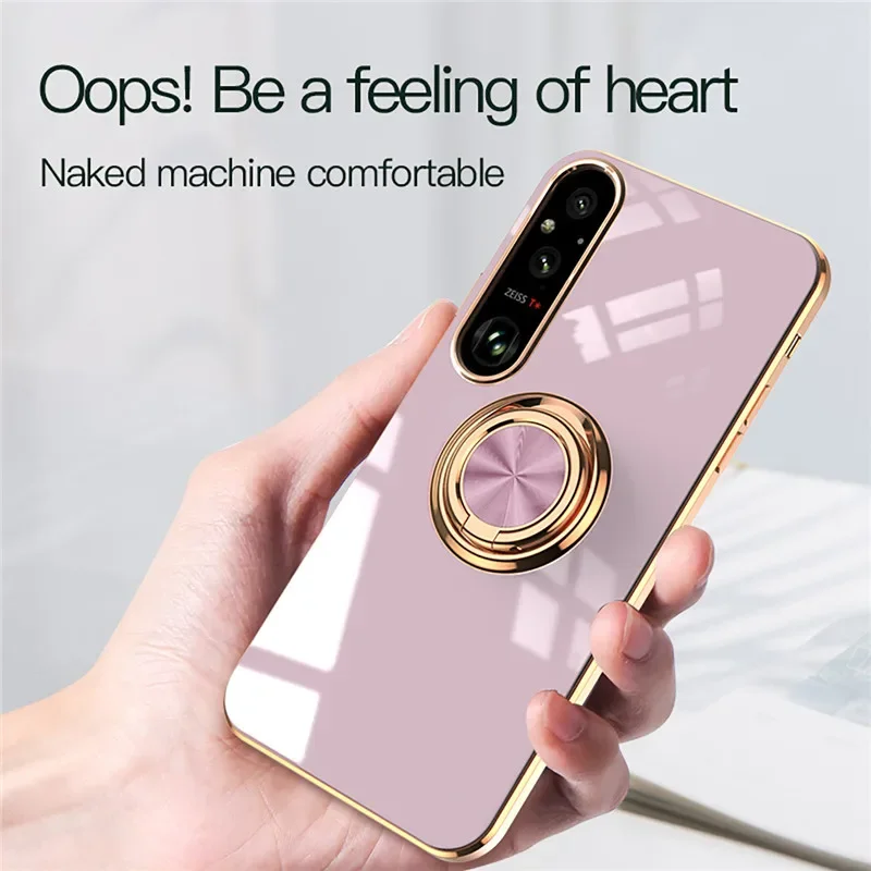 Magnetic Adsorption 6D Plating Silicone TPU Case with Ring Shell Cover
