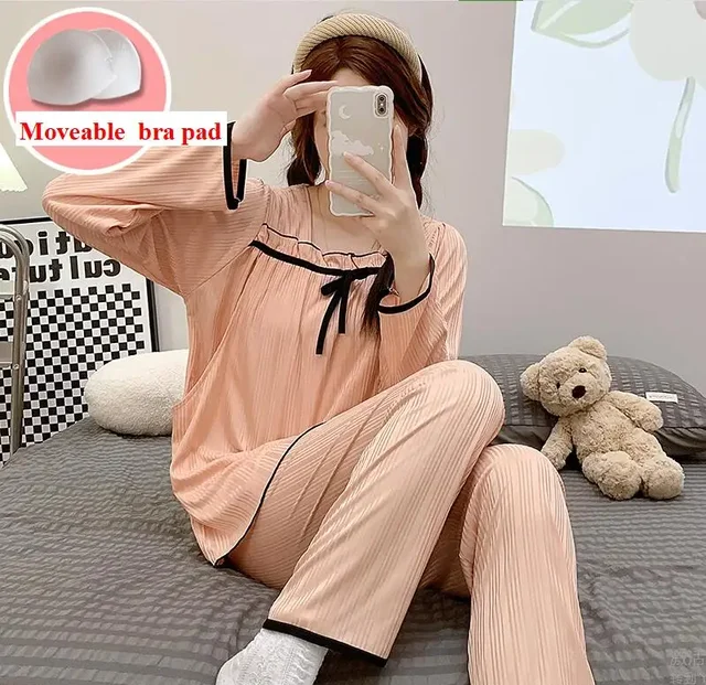 Pregnant women nursing pajamas set spring autumn long sleeve thin confined  suits block color stripe breastfeeding clothes set - AliExpress