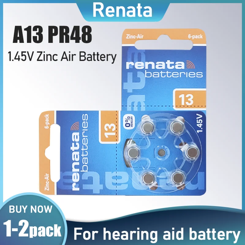 612PCSRenata145VZincAirHearingAidBatteriesA1313A13P13PR48