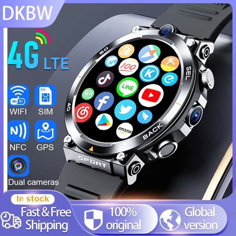 

4G Smartwatch,with GPS That Combines Video Voice,Messaging,NFC,Dual Cameras,Support 4G Net WiFi Networking Smart Watch for Men