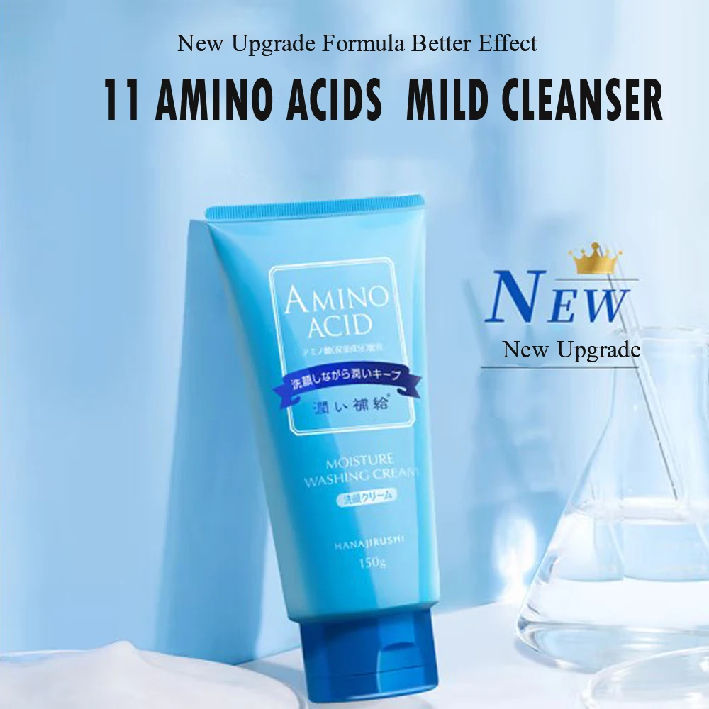 HANAJIRUSHI Amino Acid Foam Cleanser Hyaluronic Acid Face Wash For Dry/Oil/Combination Skin Limpiador Facial Sponge 150ml