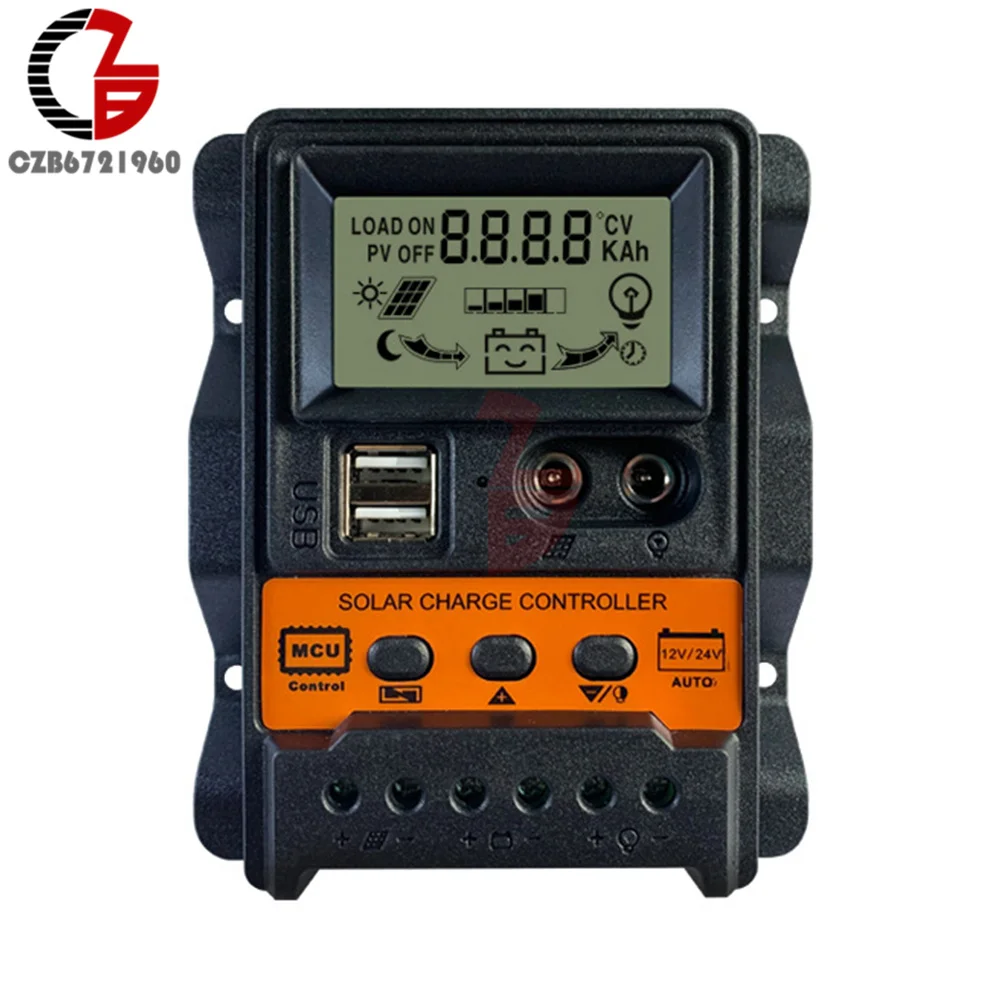 

10A 20A 30A Solar Charge Controller PWM Controller Auto Digital LCD Display 12V 24V Dual USB 5V Solar Panel Charger Regulator