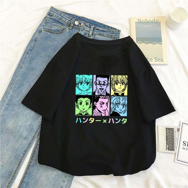 vintage shirts men 2021 Anime Full-Time Hunter Avatar Print T-Shirt 14 Colors Pure Cotton Round Neck Unisex Shirt Casual Daily Short Sleeves white tee shirt