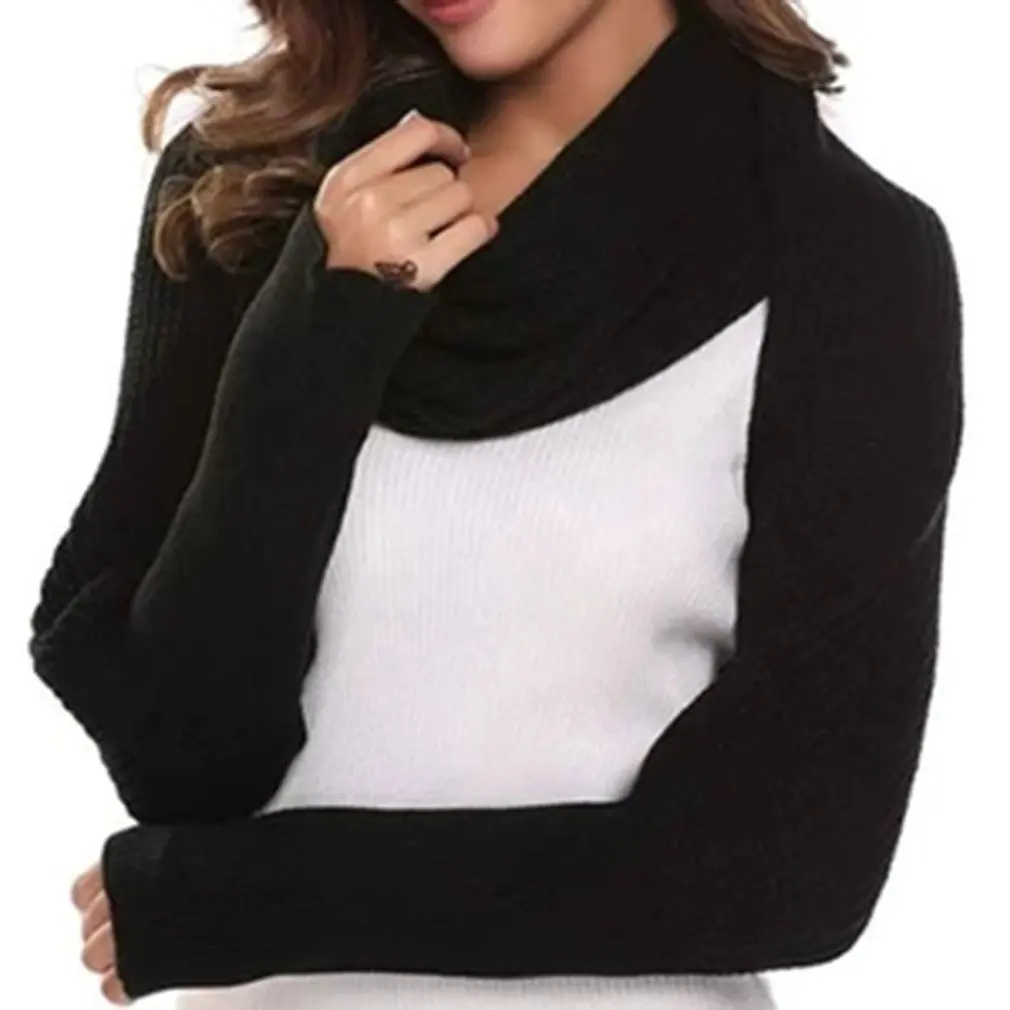 

Knitted Scarf With Sleeves Thick Warm Winter Wool Scarves Easy Matching Knitted Wrap Scarf For Men And Women