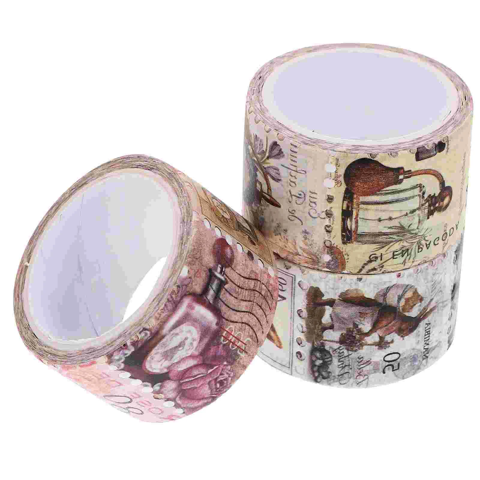 

3 Rolls Stamps and Washi Tape Decorative Masking DIY Vintage Lovers Gifts Decorate