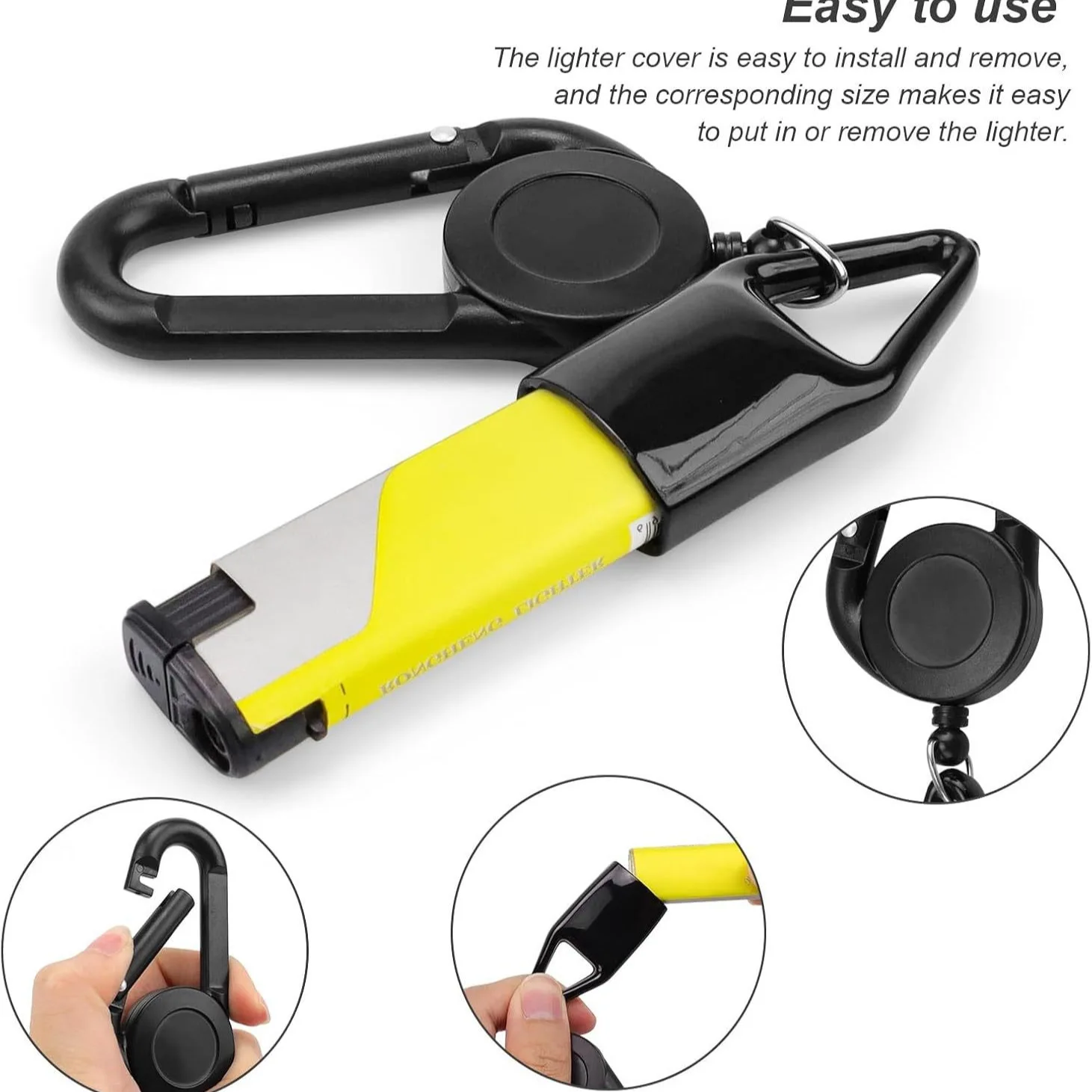 Portable Scalable Lighter Keychain Case Bag Oring Protection Easy Pull Buckle Outdoor Travel Camping Tools