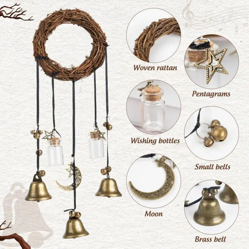 

Witch Bell Beauty Not Easy To Fall Rattan Strong Decorative Wall Handmade Witch Door Decoration Witchcraft Family Protection