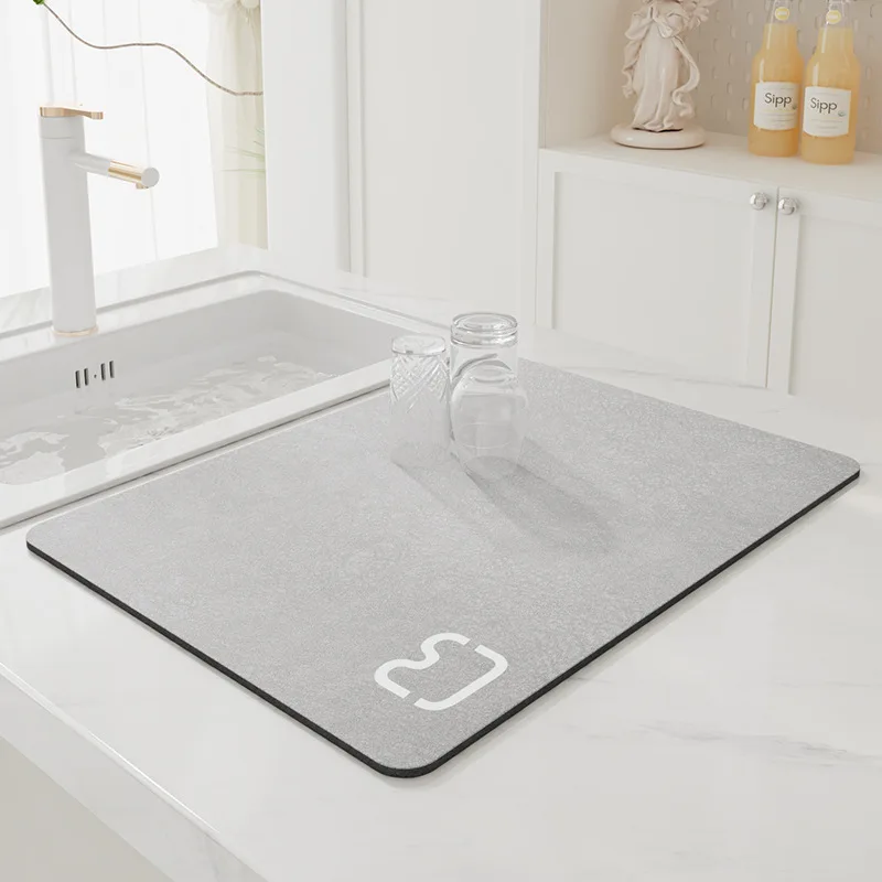 JFLEGAL 40x60cm Diatomite Bath Mats Solid Bathroom Rug Earth Absorbent Bath Carpet Non-slip Quick Drying Shower Bathtub Foot Mat