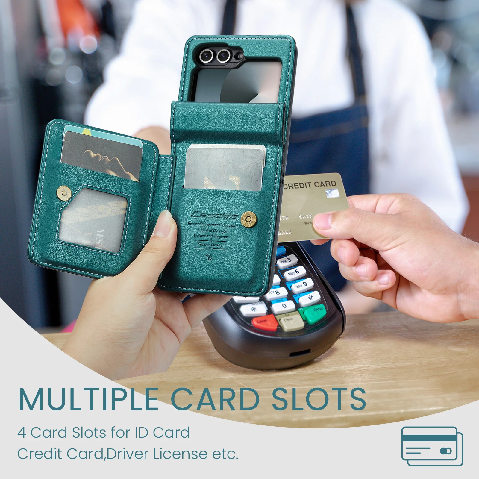 Leder Brieftasche Kartenhalter Fall für Samsung Galaxy Z Flip 6 5 4 3 5G Flip6 Geldbörse Tasche RFID Multifunktionale Abdeckung_voghion.com