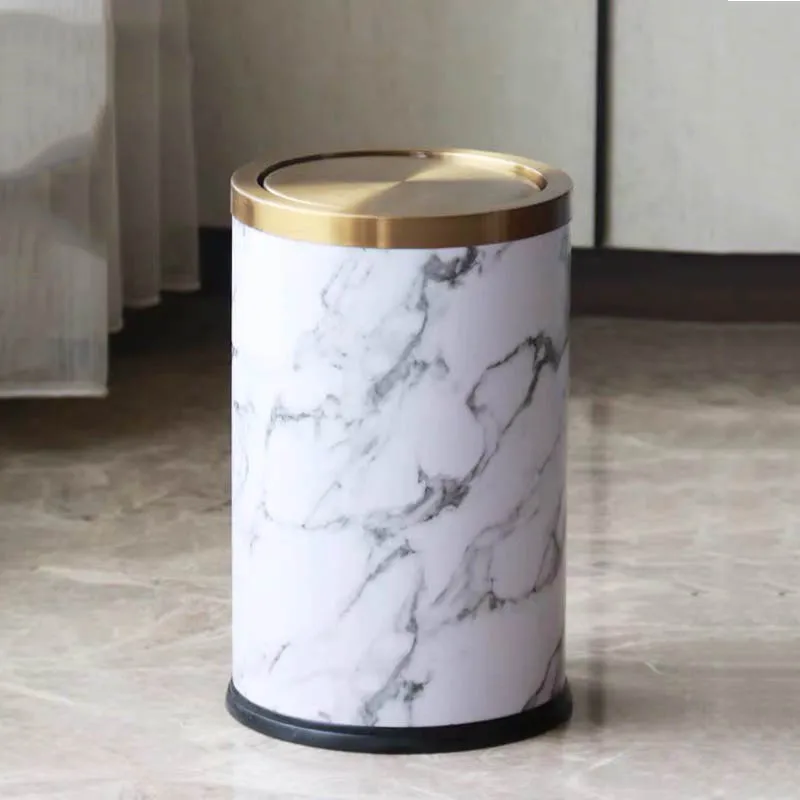 

Modern Small Trash Can Black Marble Stainless steel Food Waste Kitchen Garbage Bin Cleaning Tools Lixeira Banheiro Home Supplies