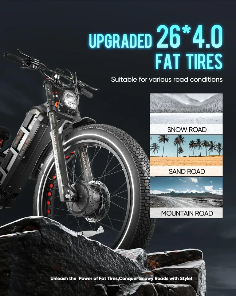 thumbnail image 2 of Eahora Romeo Pro II Electric Bike - 3000W Dual Motor 74KM/H Fat Tire EBike 320KM Range Full Suspension 2 of 11