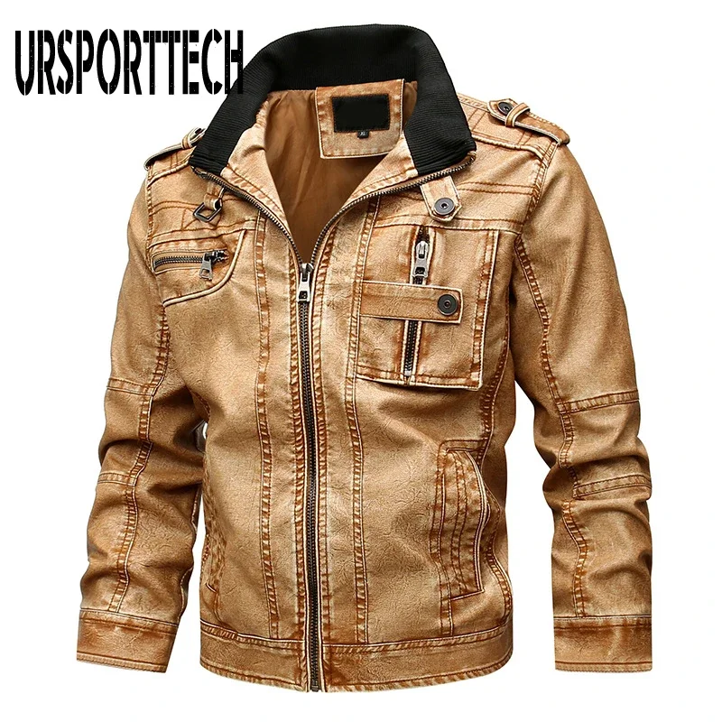 

Mens Leather Jackets Autumn Winter New Casual Motorcycle PU Faux Leather Jacket Male Biker Leather Coats Windbreaker Jacket