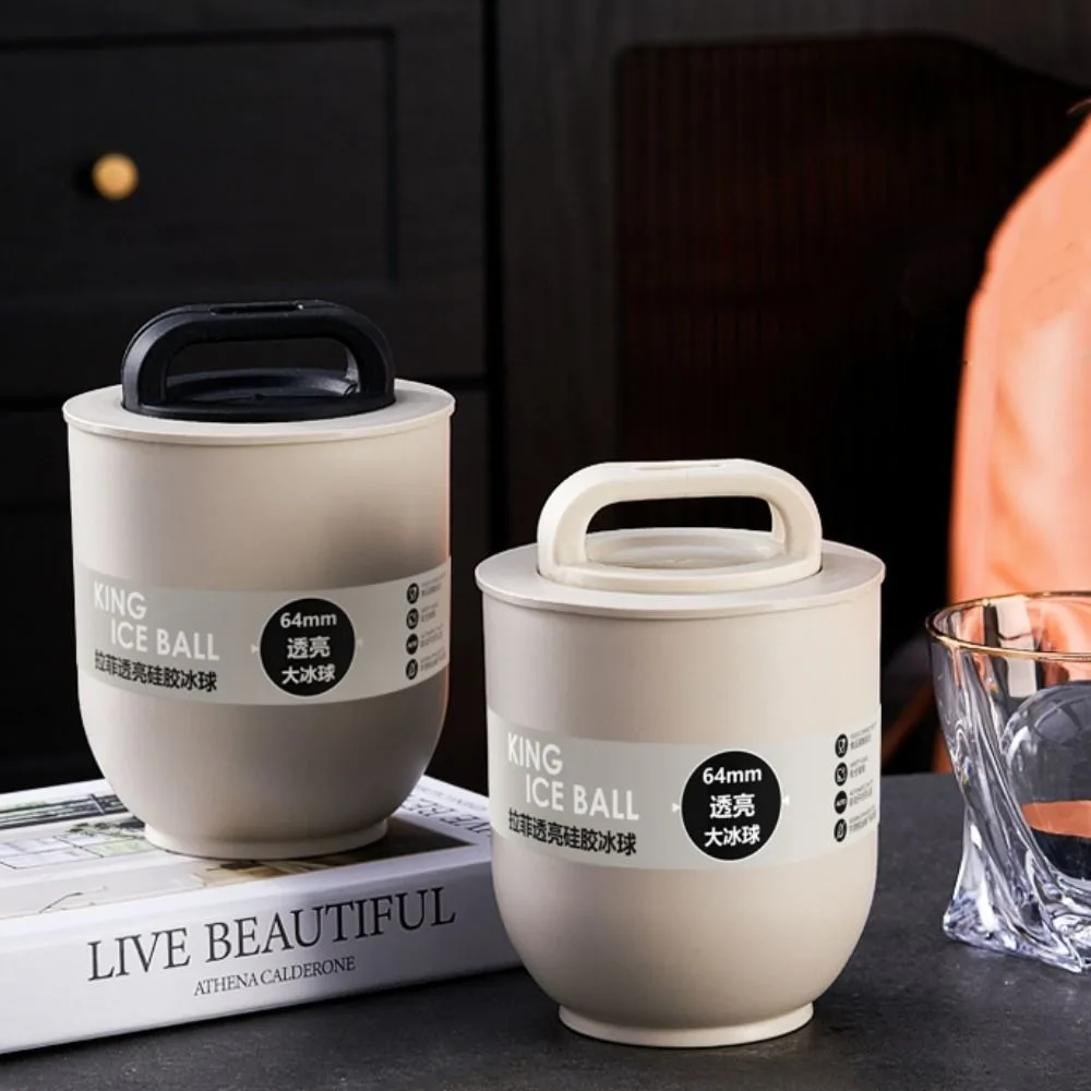 Easy Demoulding Large Size Clear Whiskey Ice Ball Mold Food Grade 64mm Ice Ball Maker Silicone Ball Ice Tray Summer