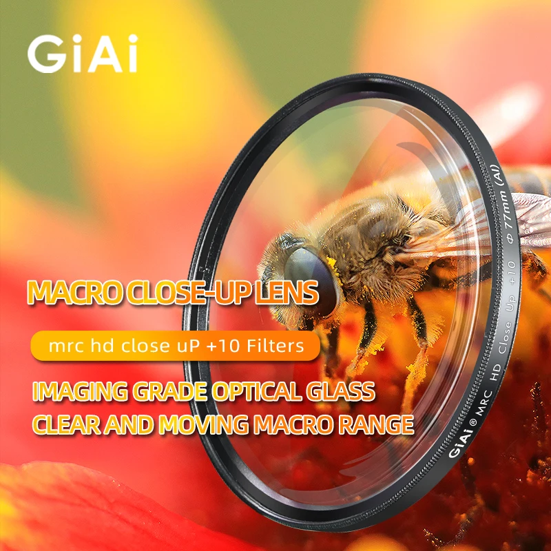 

GiAi Pro MRC Macro Close-up Lens Filter +10 37mm-86mm 58mm 67mm 77mm 82mm With Nano Coating For Canon Sony Nikon Camera Lens