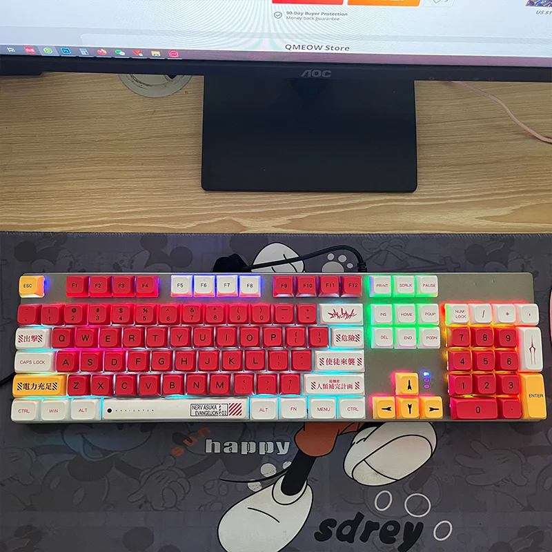 Keycaps 138 Chaves Eva Segunda Máquina Sublimação Pbt Qx1 Perfil Altura Xda Faça Você Mesmo Ball Cap Teclado Mecânico Evangelion02 - Imagem 4