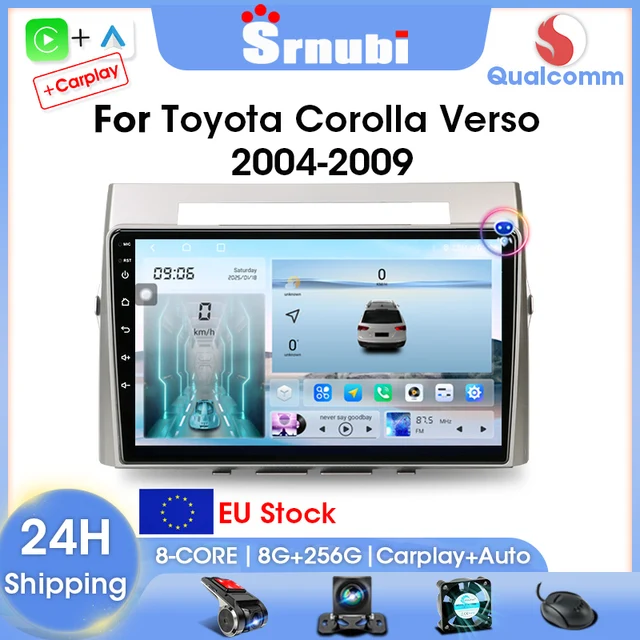 Srnubi 2Din autoradio pour Toyota Corolla Verso 2004-2009 sans fil Carplay Android auto lecteur multimédia Navigation GPS unité centrale 1