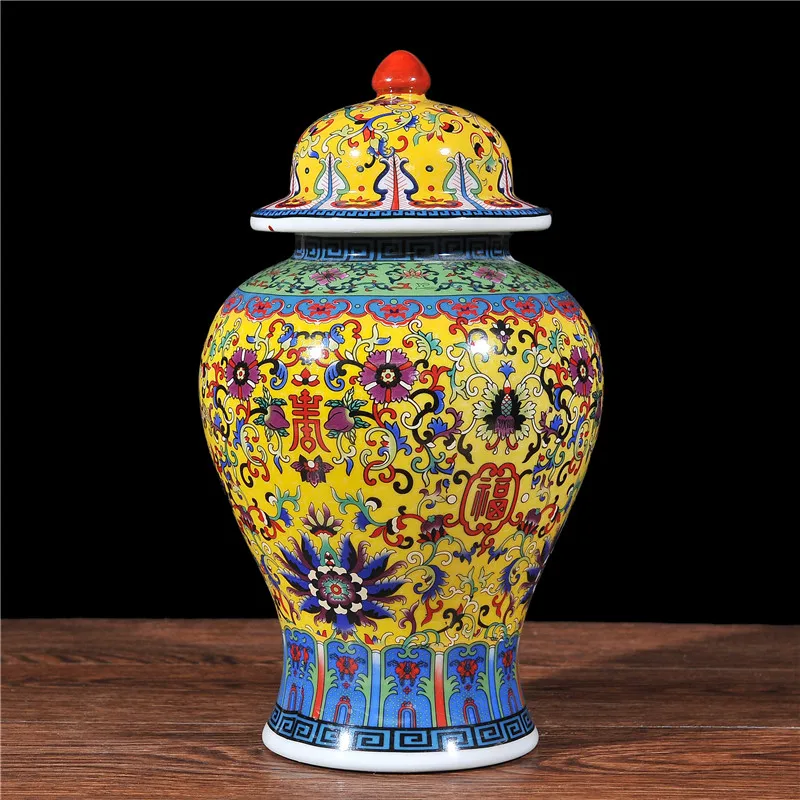 Golden Ceramic Vases For Decor Storage Tank Temple Jar With Lid Jingdezhen Ginger Jar Under 50 2