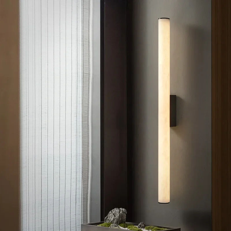 Long Strip Minimalist All Copper Marble Wall Lamp Modern Light Luxury Living Room Grand TV Background Wall Hallway Bedroom Lamp