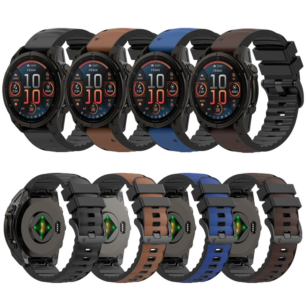 Dual-Material Quick Release Watch Bands - Leather and Silicone - Multiple Sizes Available