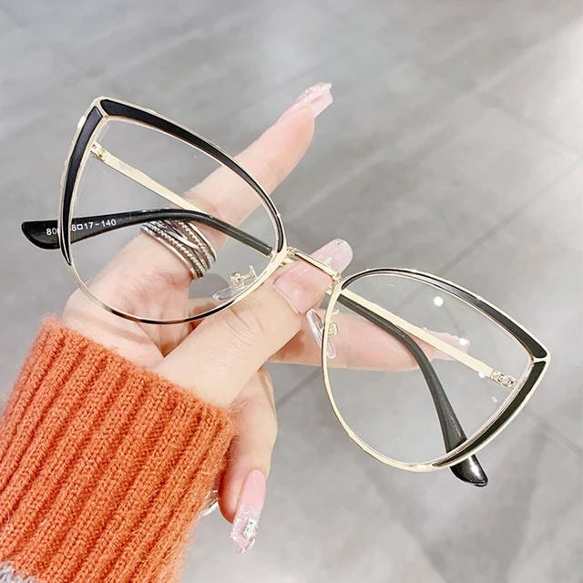 New Luxury Cat Eye Glasses Frames Womens Fashion Anti Blue Rays Computer  Eyewear