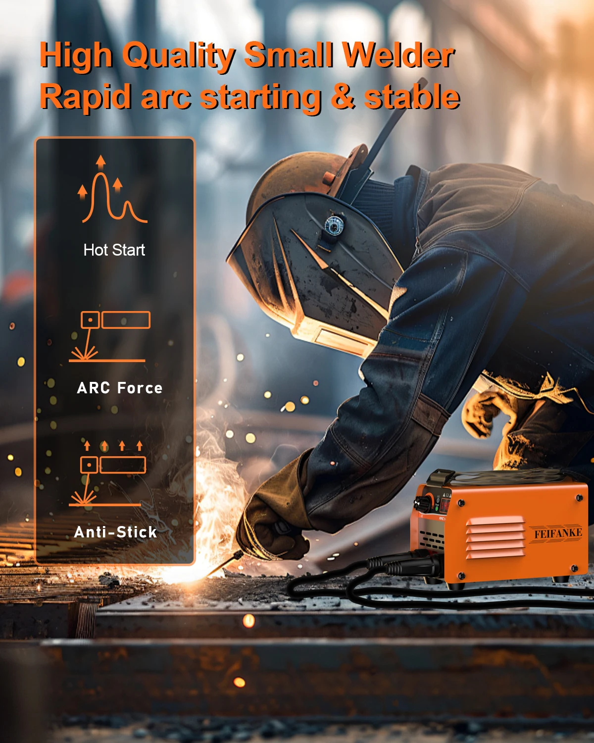 FEIFANKE ARC140 Mini 120A Welding Machine MMA MIG/LIFT TIG Welder Flux Core Welder for Carbon Steel Stainless Steel 6