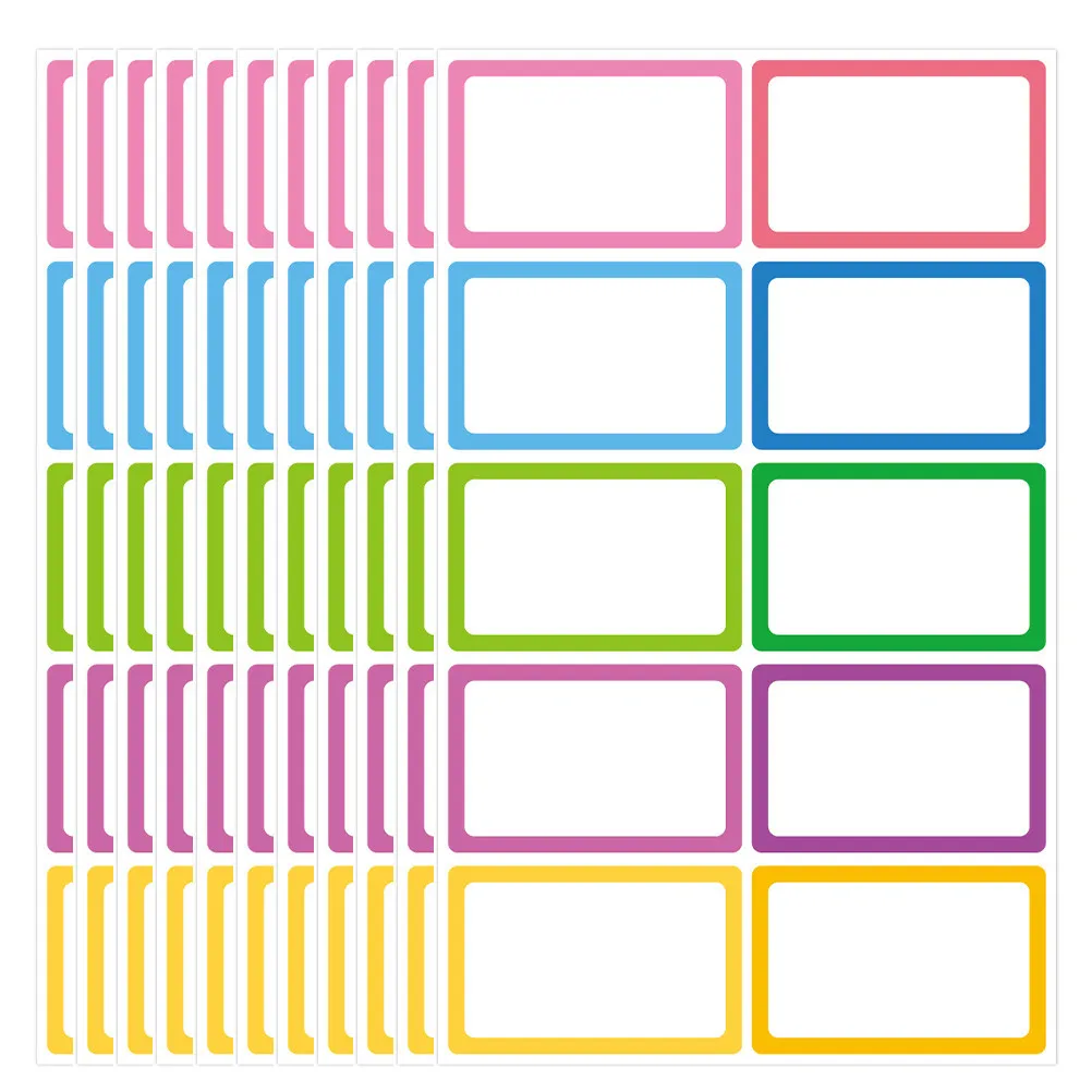 10 시트 다채로운 테두리 이름표 스티커 빈 접착 라벨 사무실 홈 분류를 위한 다목적 정렬 태그 라벨