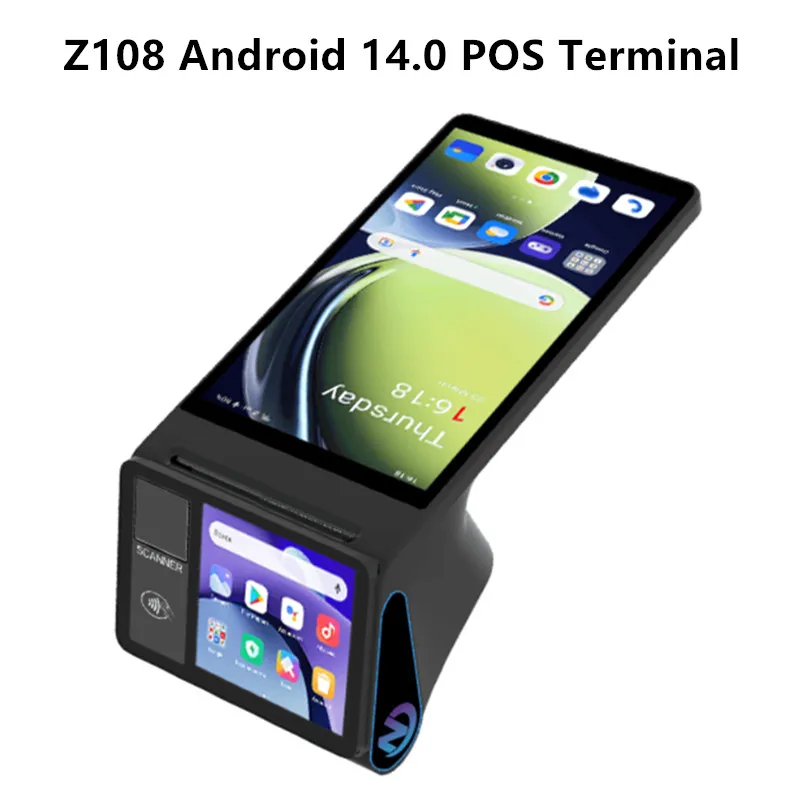 Z108 안드로이드 14 듀얼 스크린 POS 단말기 판매 시점 현금 등록기 (8인치..