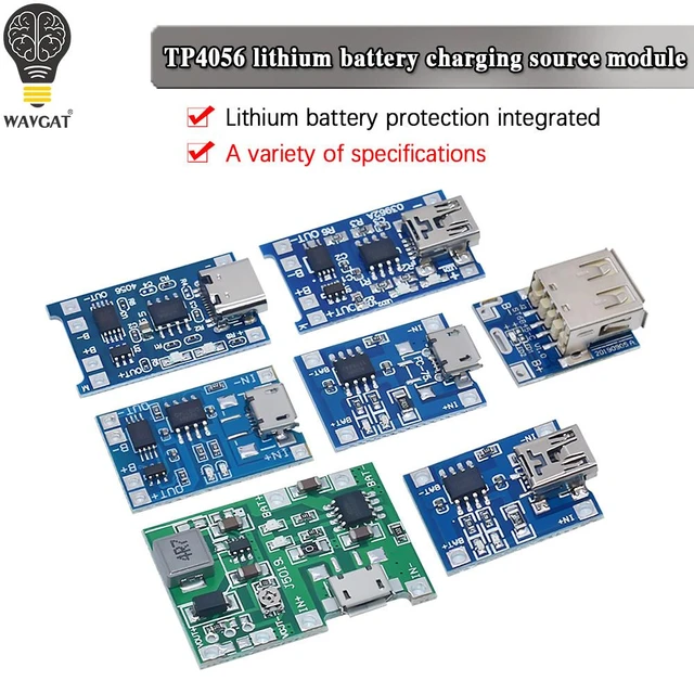 TP4056 con Protección MicroUSB Cargador de Baterías Li-Ion Li-Po