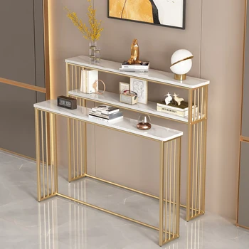 Luxury Gold Narrow Floor‑Standing Entryway Shelf & Console Table — Multi‑Purpose Storage Organizer 1