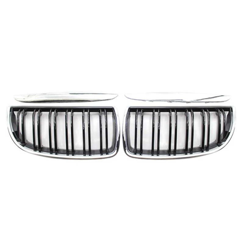 

Car Chrome Double Line Front Hood Kidney Grill Mesh Sport Racing Grills For BMW 3 Series E90 E91 2005-2008