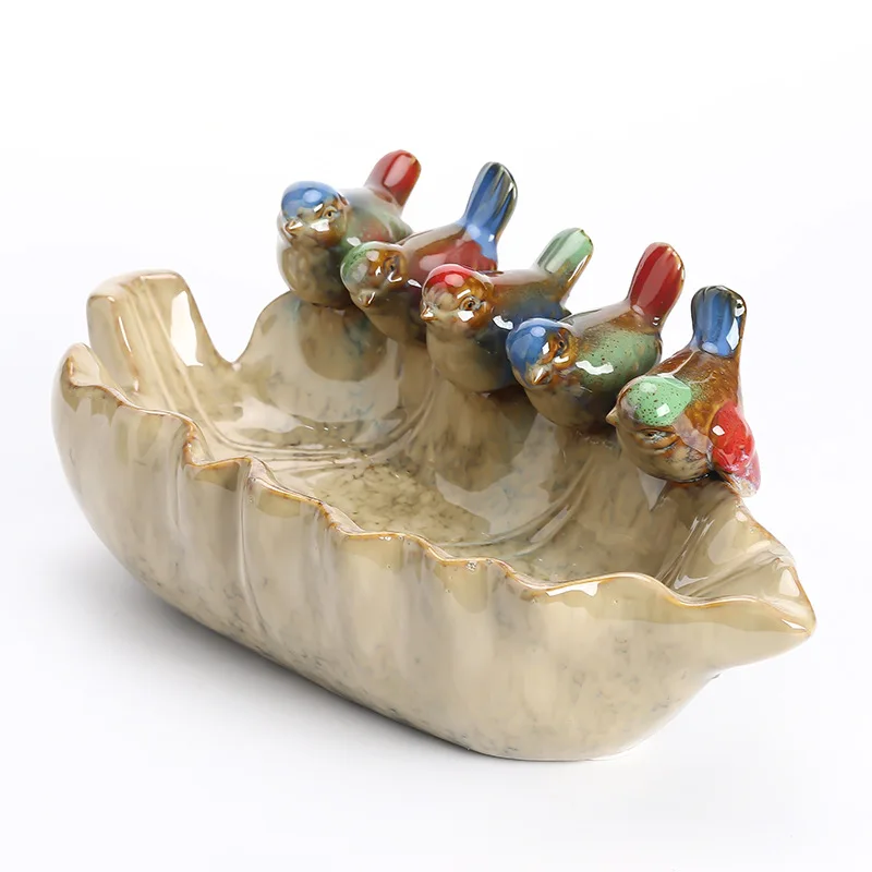 

15 дюймов Ретро керамика флок птица фрукты тарелка Декоративные Фарфоровые листья закуска сервировочный поднос для дома Rustics орнамент посуда ремесло