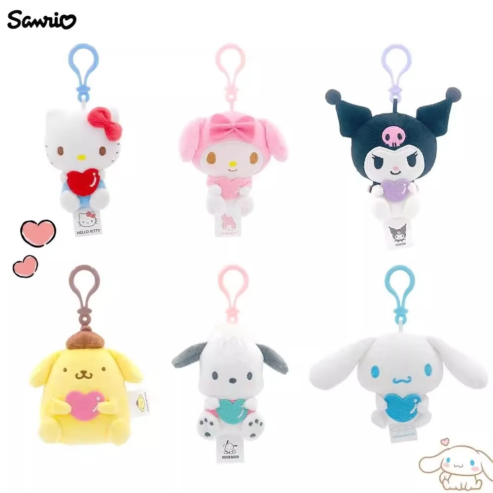 Key Chain Sanrio Hello Kitty Kuromi Melody Pachacoo Cinnamoroll Stuffed Toys Pendant Cute Plush Toys Keyring Anime Keychain Birthday Gift