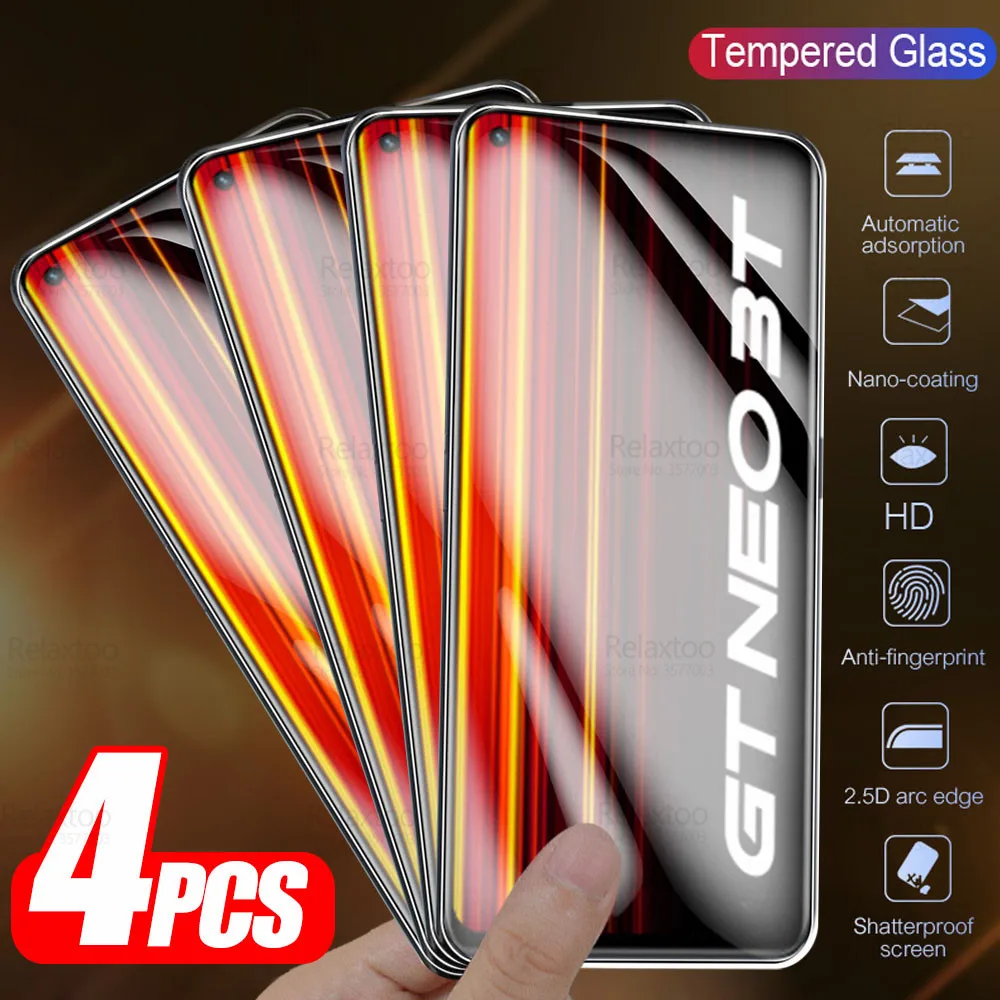 For Realme Gt Neo 3T Glass 4Pcs Tempered Glass Realmy Realmi Gtneo 3T Gt Neo3T Gtneo3T 5G Screen Protector Cover Protective Film